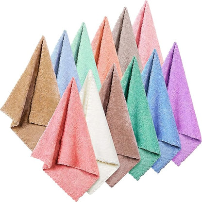 Syhood 12 Pieces Face Wash Cloth 12 x 12 in Makeup Remover Cloths Towel Coral