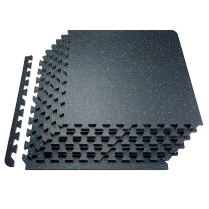 VEVOR 0.56Inch 24sq.ft 6 Tiles Gym Flooring for Home Gym, Rubber Top with High Density EVA Foam, 25 x 25In Gym Floor Exercise Equipment Mats, Interlocking Gym Mats, Puzzle Workout Mats, Black & Blue