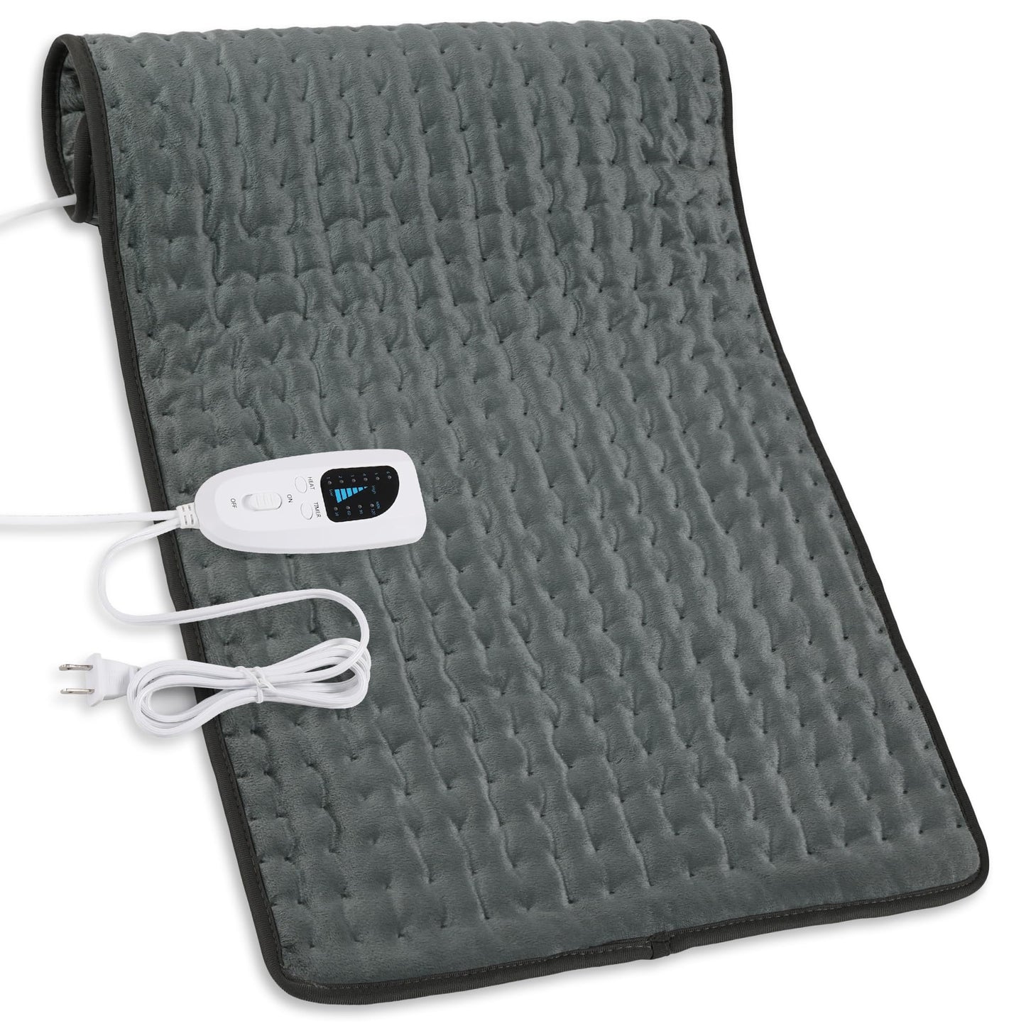 Heating Pad,Electric Heating Pads for Back,Neck,Abdomen,Moist Heating Pad for Shoulder,Knee,Arms,Legs,Dry/Moist Heat & Auto Shut Off,Birthday Gifts for Men and Women(Light Gray, 24''×12'')
