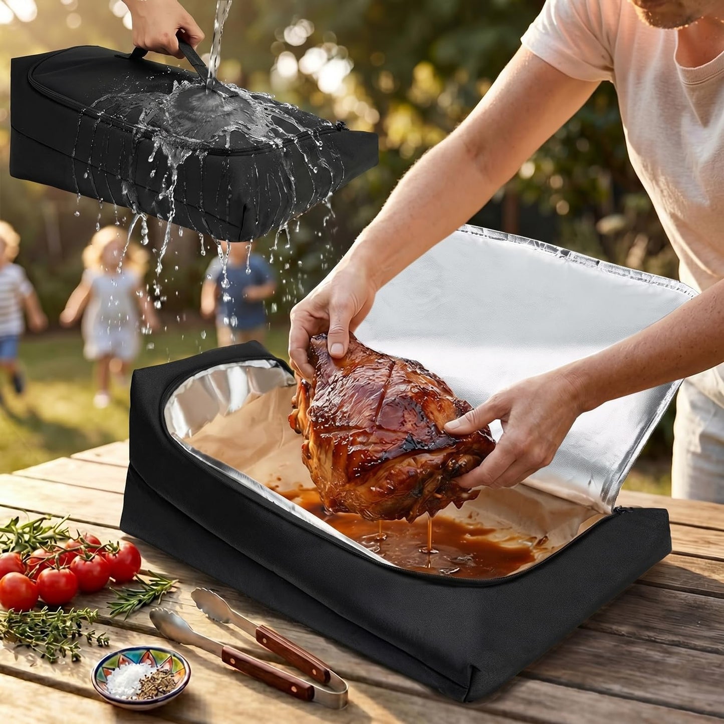 Upgraded Mess-Free Meat Resting Bag with 270° Top-Open - Father's Day Birthday Gift for Men Dad Husband, Leakproof BBQ Blanket for Briskets, Grilling & Smoker Accessories Party Camping Picnic (Oxford)