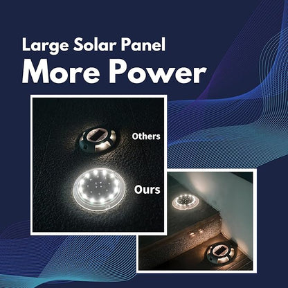 Solar Dock Lights, Super Bright Disc LED Outdoor Waterproof, Anti-Slip & Anti-Trip Flat Low Profile for Marine, Deck, Ground, Pool, Pier, Pathway, Step (Warm White, 12Pack)