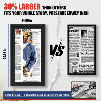 JupDec 11 × 22 Up to 13 × 24 Newspaper Frame, Premium Wood Display Case with Acrylic Panel, Wall Mount or Tabletop Stand, Perfect for Home & Office Decor, Ideal Gift for Collector, 3 Pack, Black