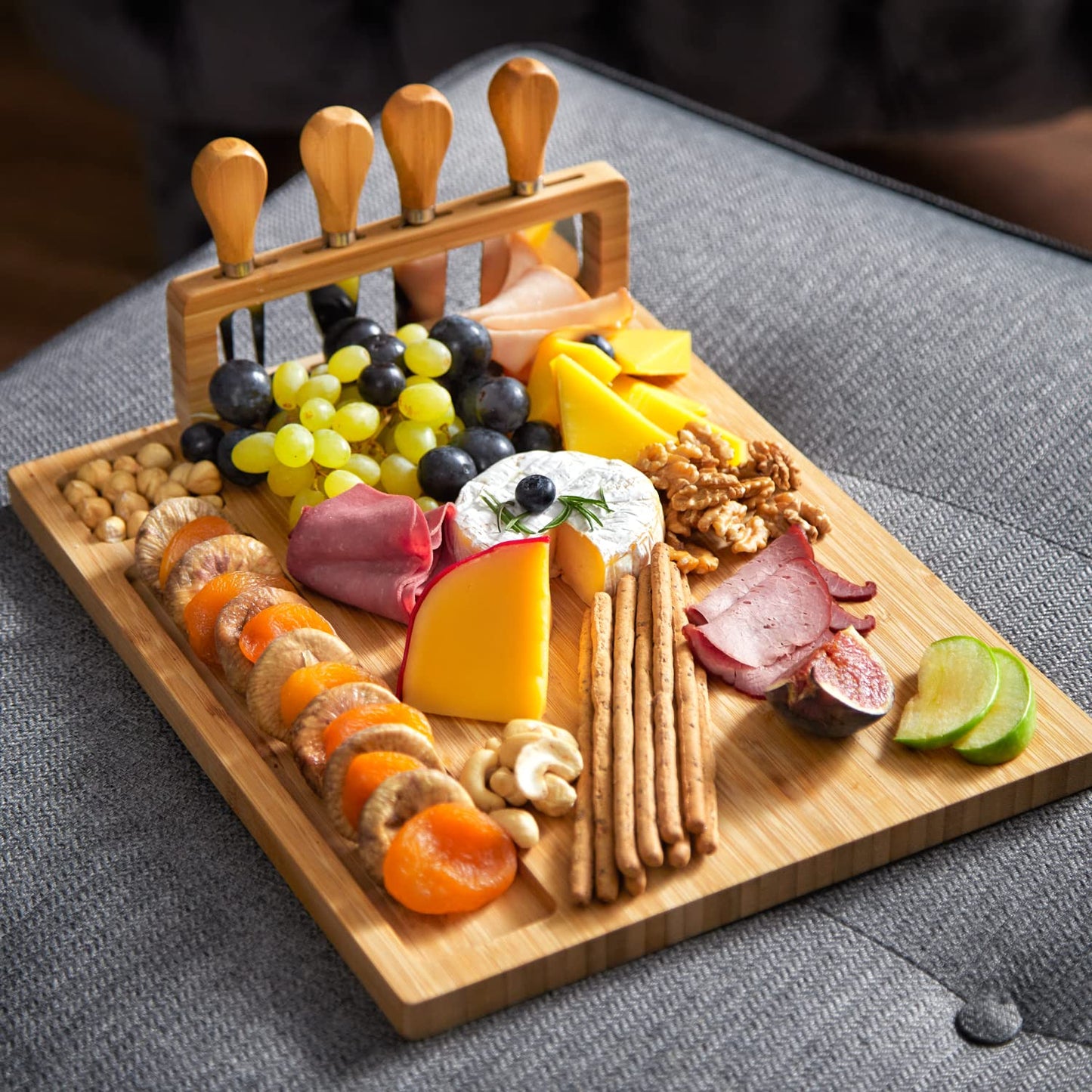 RoyalHouse Bamboo Cheese Board and Charcuterie Boards Set & Serving Tray for Meat, and Wine - Birthday Gifts for Women, Wedding Gift for Couples 2025, Bridal Shower, Housewarming Gift New Home