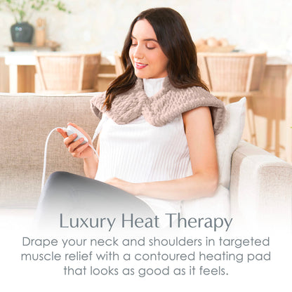 Pure Enrichment PureRelief Neck & Shoulder Heating Pad - 4 Heat Settings, Auto Shut-Off, Universal Fit, Magnet Closure, Soft Micromink, Storage Bag, 5-Year Warranty, Machine Wash (Turquoise Blue)