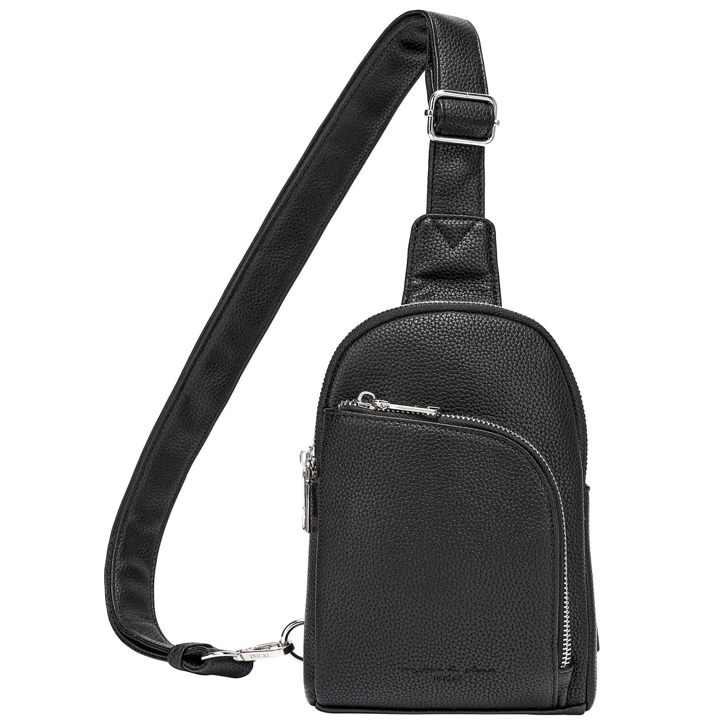 INICAT RFID Blocking Sling Bag, Anti Theft Crossbody Bag for Women Compact Travel Purses Vegan Leather (Black)