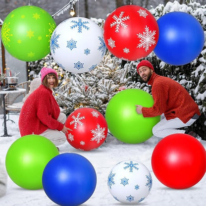 Jetec 12 Pcs Giant Inflatable Christmas Ball Inflatable 16 Inch 24 Inch Christmas Ornaments Outdoor PVC Christmas Balls for Tree Yard Hanging Holiday Garden Indoor Outdoor Decor