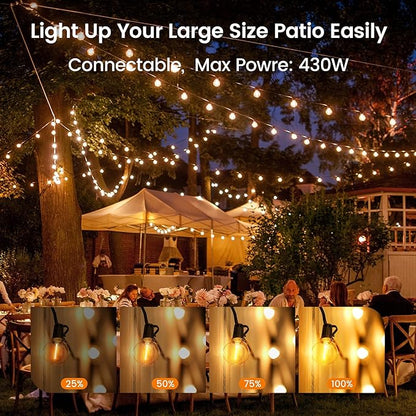 OHLUX Outdoor String Lights, 27 FT G40 Globe LED Patio Lights with 13 Dimmable Plastic Bulbs(1 Spare), 2200K Waterproof Connectable Hanging for Backyard Porch Cafe Party Decor, E12 Socket Base