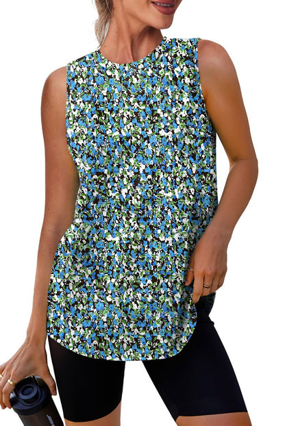 Beach Vacation Clothes for Women Tank Tops for Women High Neck Workout Athletic Running Sleeveless Floral Shirts S