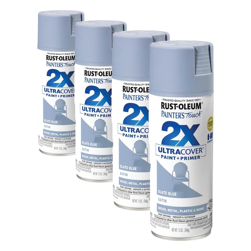 Rust-Oleum 249066 Painter's Touch 2X Ultra Cover Spray Paint, 12 oz, Satin Slate Blue (Pack of 4)
