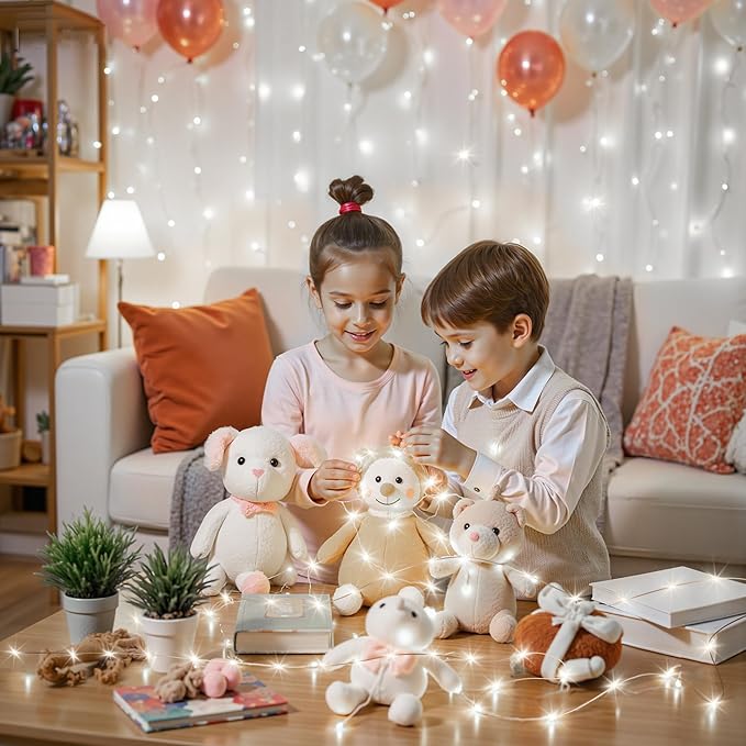 Mlambert LED Fairy Lights Battery Operated with Timer, Rechargeable Mini Twinkle Lights for Christmas Decor Holiday Party, 32.8FT(16.4x2), Cool White