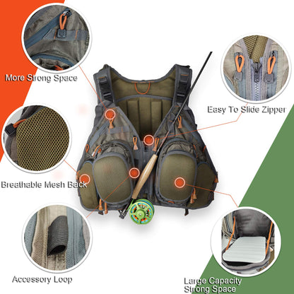 Aventik Fly Fishing Vest Backpack with Chest Pack