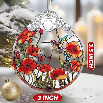 Hummingbird Ornament – Christmas Decoration & Christmas Ornament; Stained Glass Holiday Decoration (Holiday Present, Bauble Present, Gift Idea, Gift Exchange) | Heirloom Keepsakes