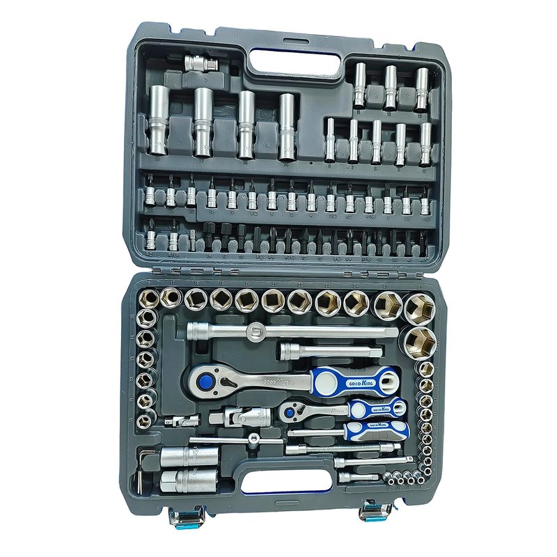 Griplier 94 Pieces Drive Socket Ratchet Wrench Set, with Bit Socket Set Metric and Extension Bar for Auto Repairing and Household, with Storage Case