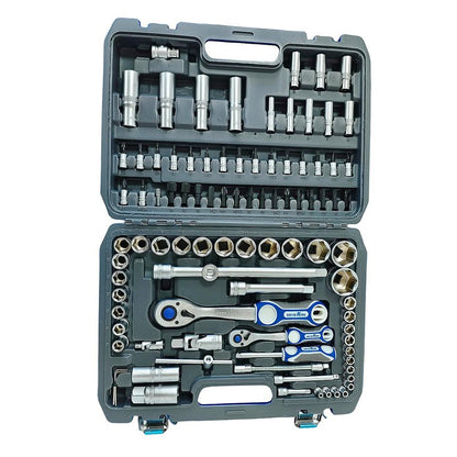 Griplier 94 Pieces Drive Socket Ratchet Wrench Set, with Bit Socket Set Metric and Extension Bar for Auto Repairing and Household, with Storage Case