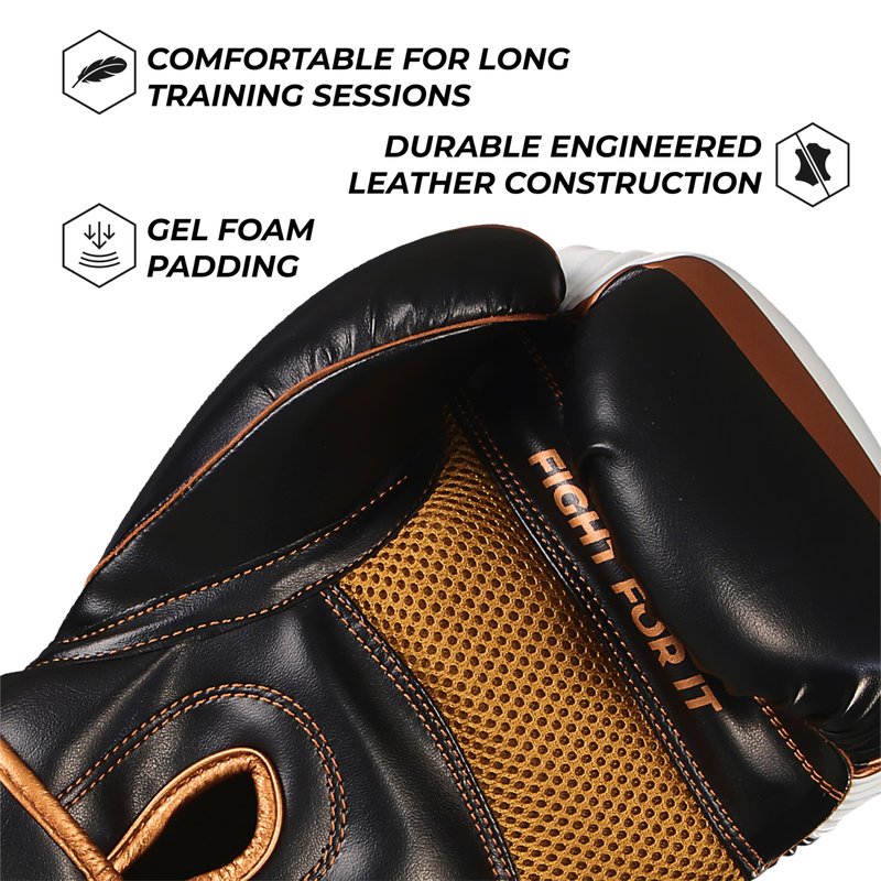 Sanabul Essential Gel Boxing Gloves for Men & Women, Kickboxing MMA, Muay Thai Gloves and Heavy Bag Training Punching & Sparring, Black/Copper 16 oz