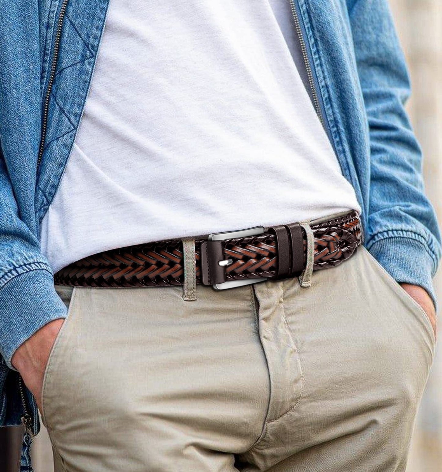bULLIANT Mens/Women belts, Leather Woven braided belts for Men Casual Jeans Golf,Anyfit,Gift boxed