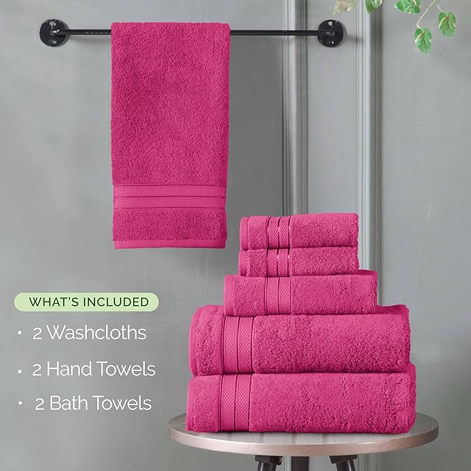 Elegant Comfort Luxury 6-Piece Towel Set, Premium Soft 100% Turkish Cotton