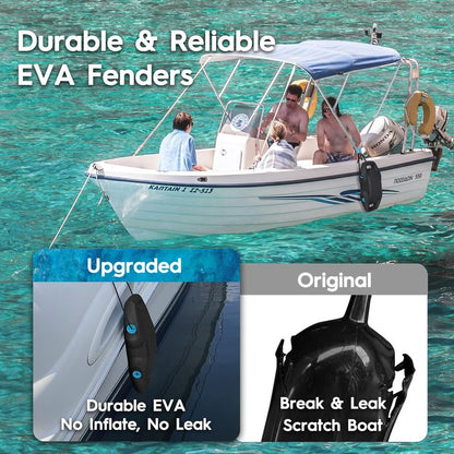 AWEMUFA 4 Pack EVA Boat Fenders for Docking, Large Boat Bumpers for Docking Upgraded Black Boat Buoys Bumpers, Fit for Pontoon, Bass, Deck and Jon Boat