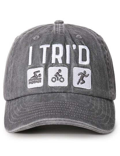 InnoBeta Triathlon Gifts, Triathlon Hat for Men Women for Christmas, Birthday, Adjustable Embroidered Baseball Cap Gray