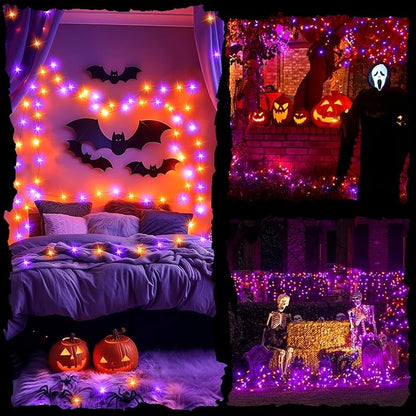 200LED Orange and Purple String Lights 63 Ft Halloween Light 8 Modes Twinkle Waterproof Light for Party Garden Indoor Outdoor Decor