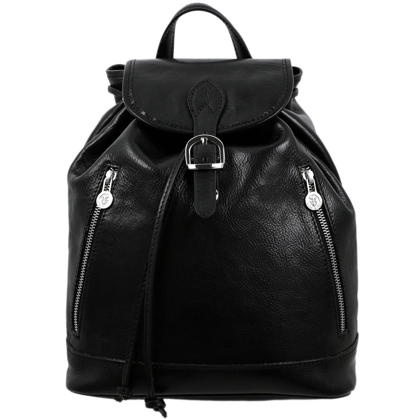 Time Resistance Ladies Leather Backpack - Small Business Casual Fashion Backpack for Women (Black)