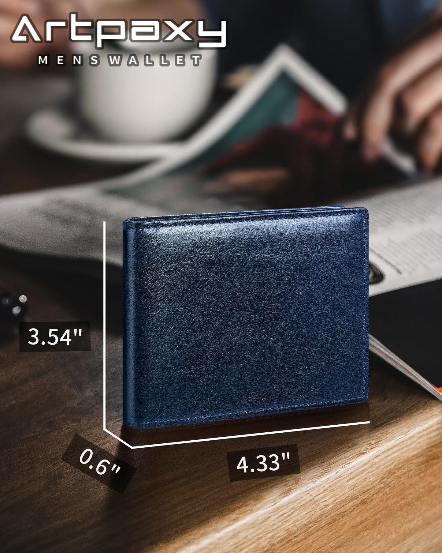 Artpaxy Mens Wallet Bifold Genuine Leather RFID Blocking Wallet for Men with 2 ID Windows 12 Card Holders 2 cash pockets 1 Gift Box