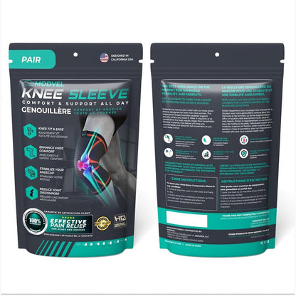 Compression Knee Brace for Men & Women - 2 Pack Support Sleeves for Running, Pain Relief & Injury Recovery | Ideal for ACL & Arthritis