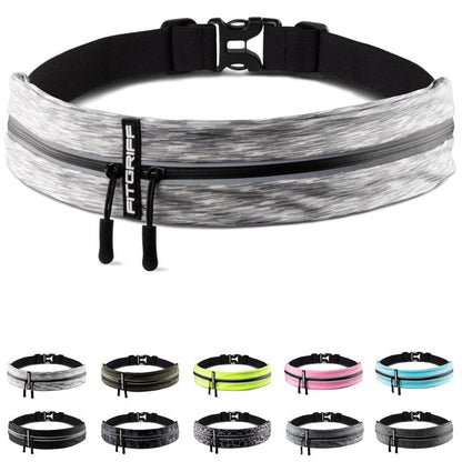 Fitgriff® Running Belt for Men & Women - Secure Jogging Pouch for Phone, Keys & Essentials - For All Cell Phones (Whtie, 33.5" - 47.5" Waist Size)