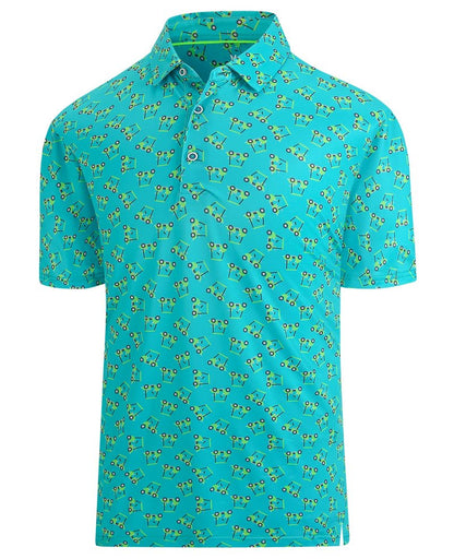 Hodaweisolp Golf Shirts for Men Dry Fit Print Moisture Wicking Performance Short Sleeve Polo Shirt Green Car-L