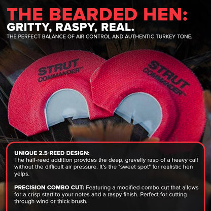 Strut Commander Turkey Mouth Call | Must Have Hunting Accessory | Turkey Hunting Reed Realistic Sound Mouth Call, Bearded Hen Call