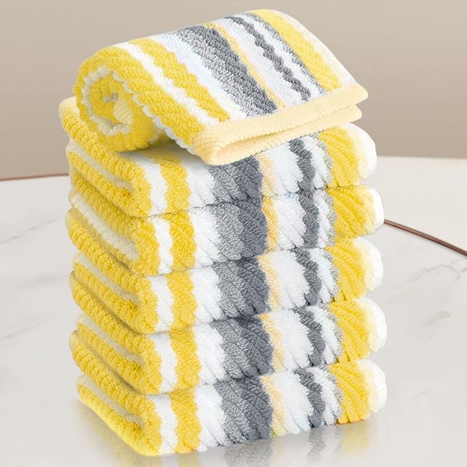 Yellow Striped Washcloths 6PC