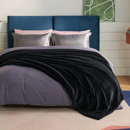 Bedsure GentleSoft Sherpa Fleece Blankets King Size for Bed - Thick and Warm Throw for Men, Soft Fuzzy Plush King Blanket for Winter, Black, 108x90 Inches