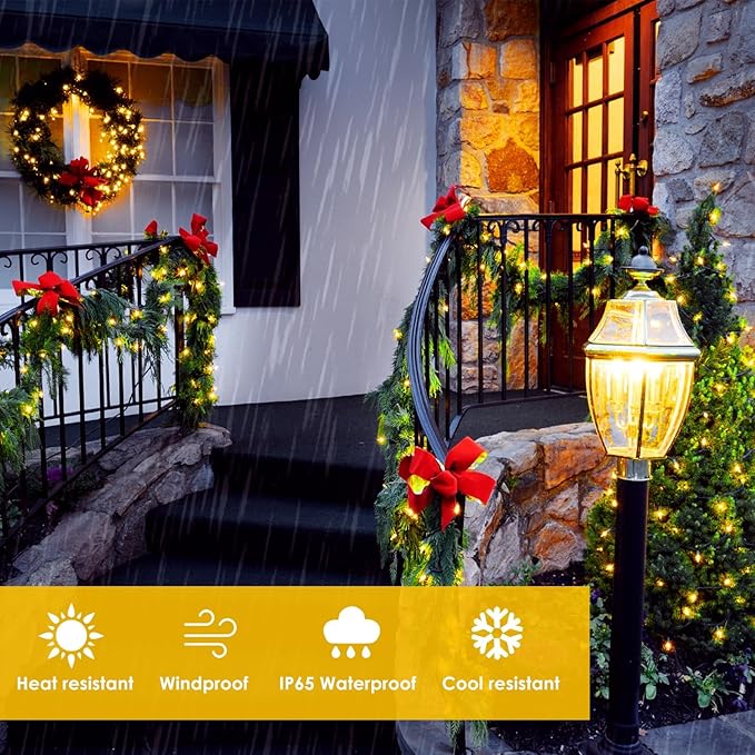 2-Pack Solar String Lights for Outside, Total 200LED Solar Christmas Fairy Lights Waterproof, Outdoor Twinkle Light Copper Wire 8 Modes Fairy Light for Xmas Tree Party Wedding Decor (Warm White)
