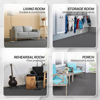 Yes4All EVA Interlocking Mats, Puzzle Floor Tiles, Foam Floor Padding with Border for Furniture, Home Space, Living Room, Garage 11 SQFT