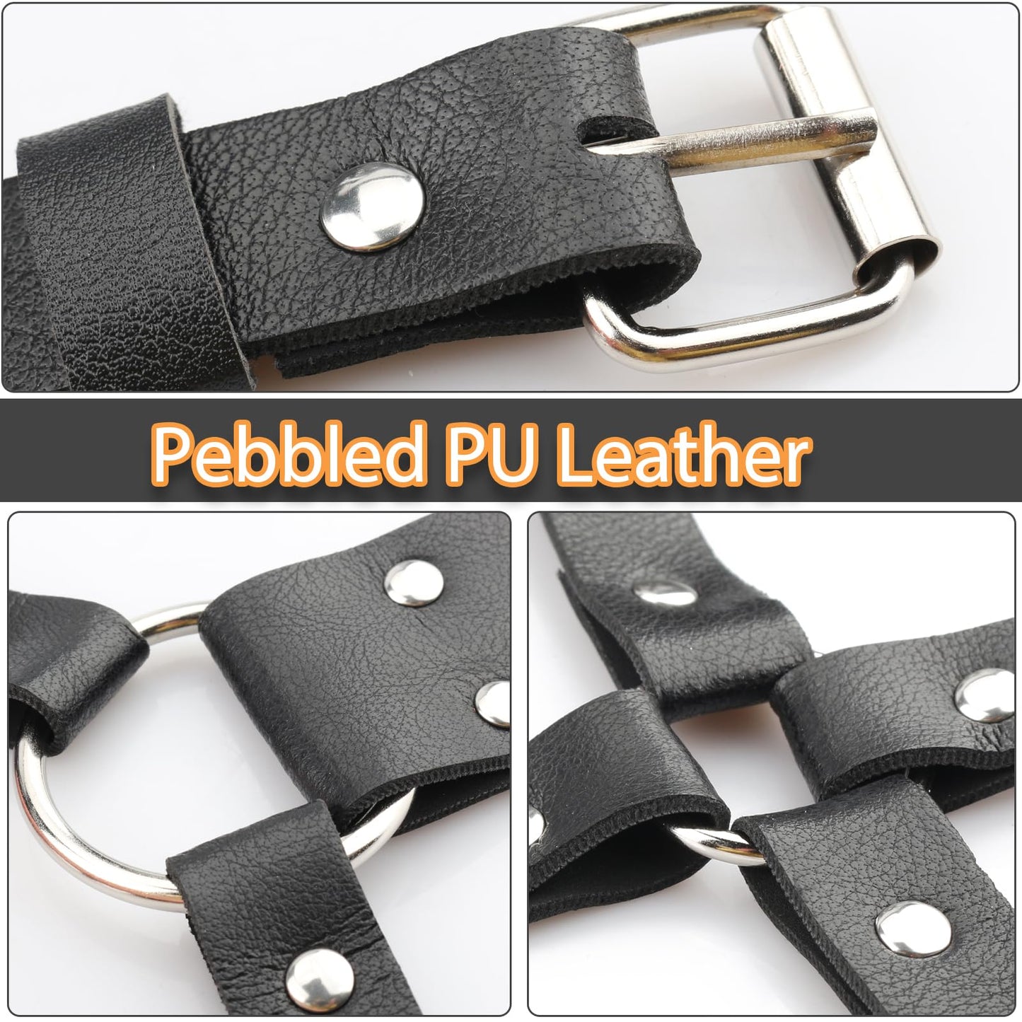 Mens Chest Harness Cosplay Top PU Leather Chest Shoulder Straps Body Harness Strap Male Punk Fashion Fantasy Costume Rave Outfit for Music Festival Party Halloween Cosplay (Black)