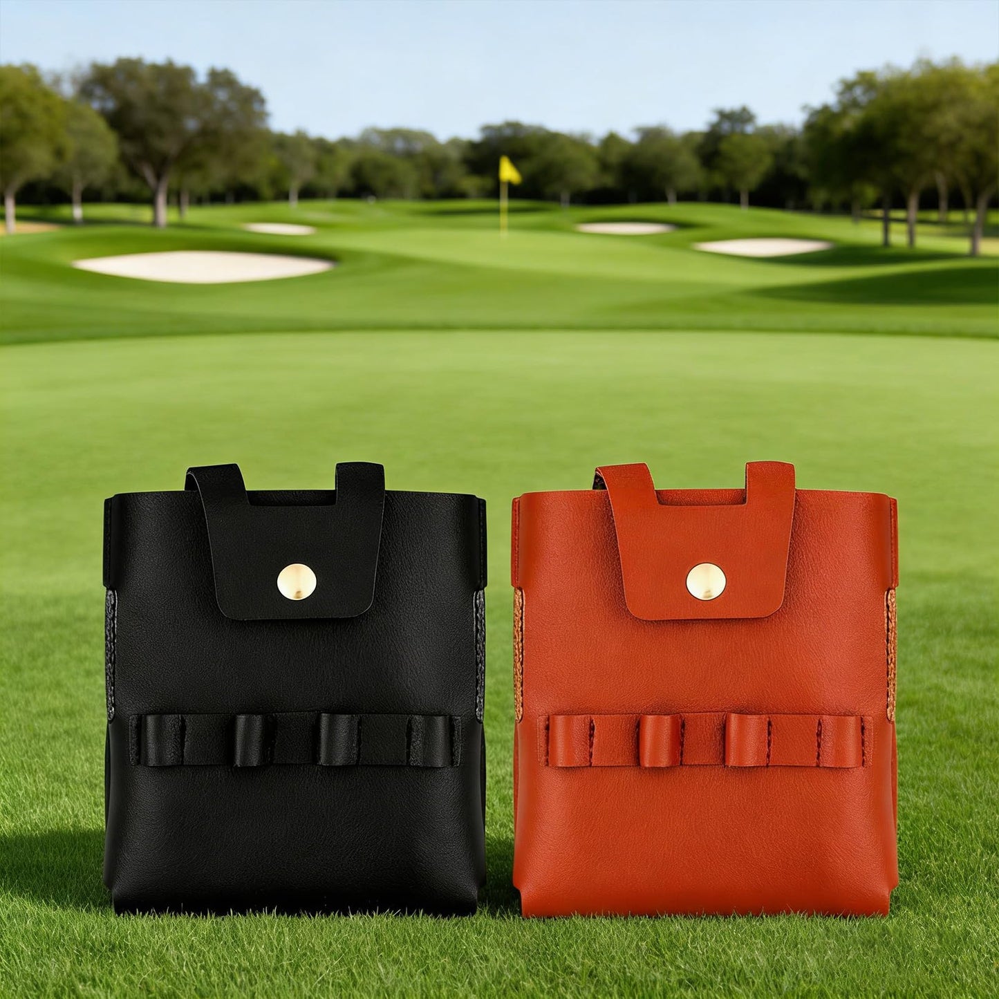 SPONGL Premium PU Leather Golf Flask Holder Waterproof Drinking Bottle Cover Perfect for Outdoor Activity with Insulated Lining
