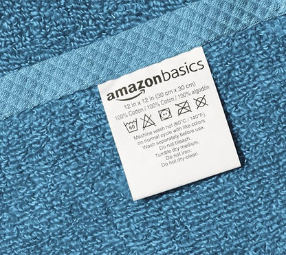 Amazon Basics Soft Cotton Washcloths, Lake Blue