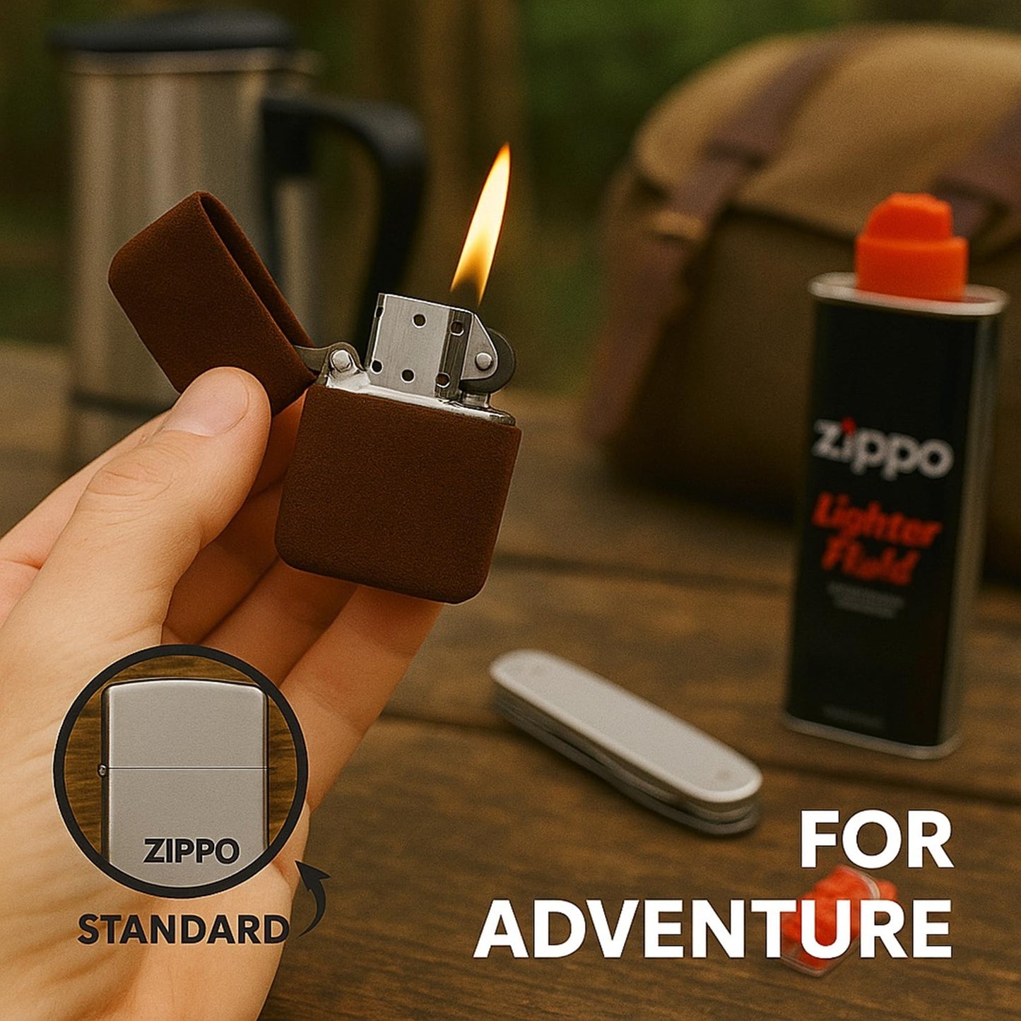 Leather Lighter Case Compatible with Select Standard Size Zippo lighters - Protective Top Grain Leather Pouch Cover, Brown