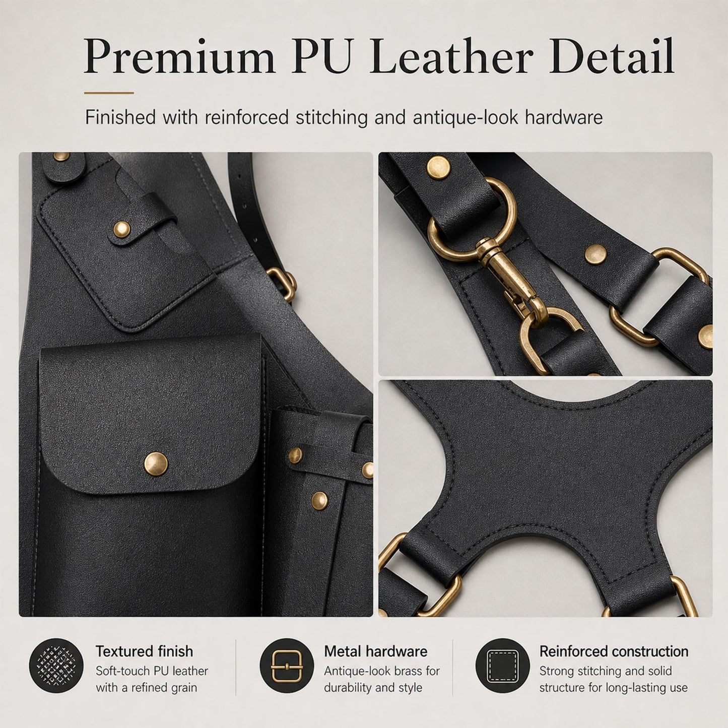 ASTRULUME Anti-Theft Underarm Shoulder Bag, Adjustable Armpit Holster Vest Pack, Cyberpunk Techwear PU Leather Chest Sling, Stealthy Phone Wallet Harness for Men & Women(Brown)