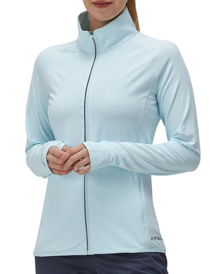 Women's UPF 50+ UV Sun Protection Clothing Long Sleeve Athletic Hiking Shirts Lightweight SPF Zip Up Outdoor Jacket (Blue,S)