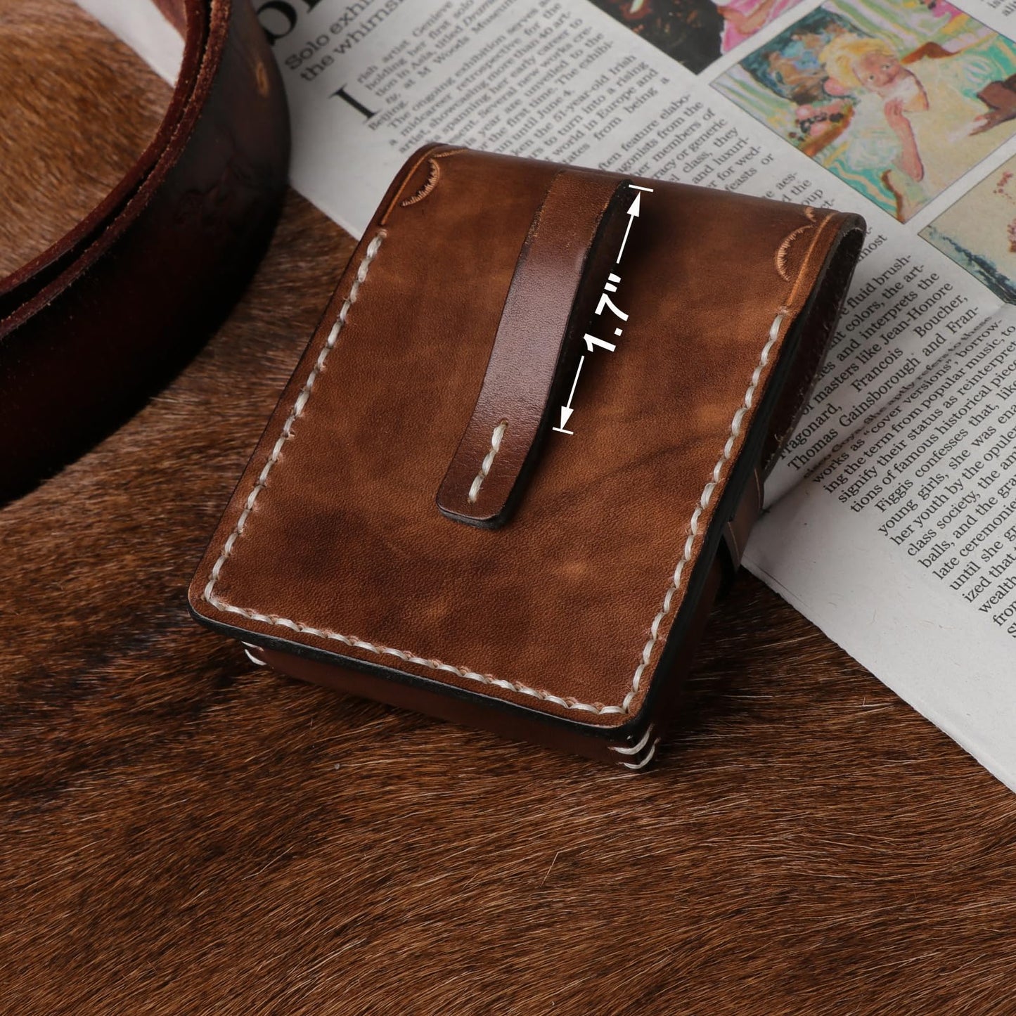Tourbon Leather Cigarette Box Case Pouch Lighter Holder Playing Cards Secure Storage with 1.7" Belt Loop Travel Accessory