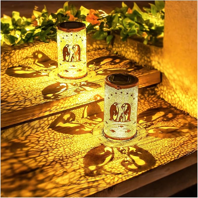 Penguin Solar Lanterns Outdoor Waterproof Hanging Solar Lights Penguin Gifts for Women Men Metal Decorative LED Penguin Lanterns for Garden Decor,Yard,Patio,Lawn,Tabletop,Pathway,Landscape
