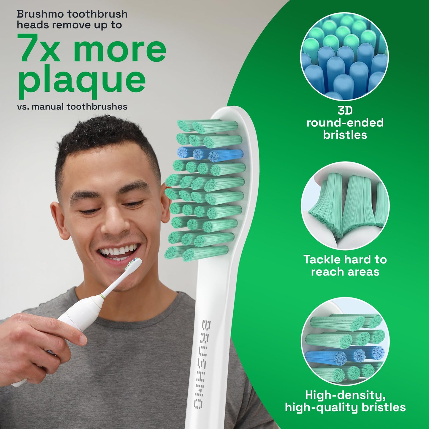 Brushmo e-Series Electric Sonic Toothbrush - Rechargeable Screw-On Electronic Tooth Brush for Adults with 3 Modes & Timer - IPX7 Waterproof, Long-Lasting Battery & Wireless Charging Base - White