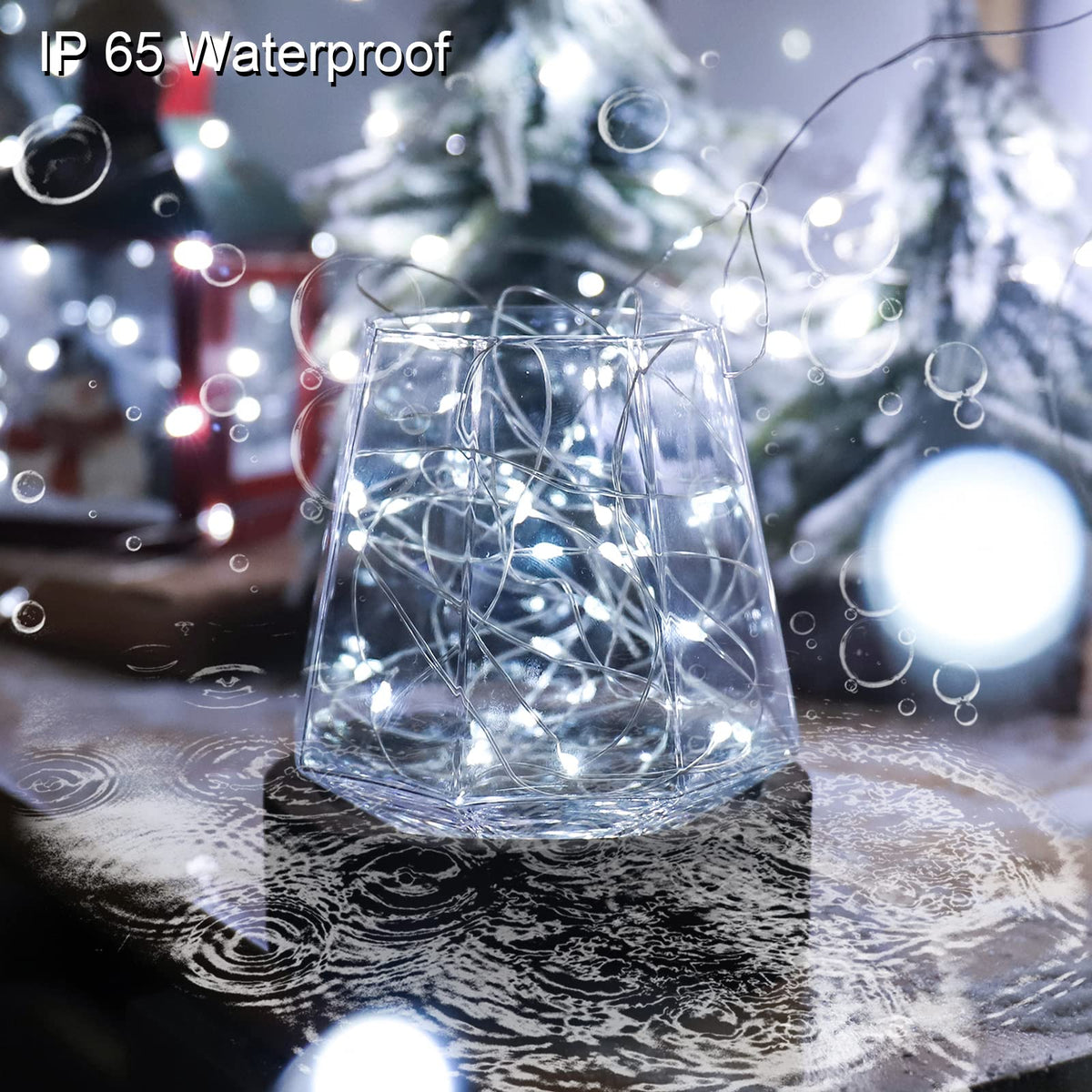 YAOZHOU Solar Fairy String Lights for Outside, Outdoor Waterproof, Cool White 2Pack Total 200LED 66Ft 8 Modes Mini Mini Small Solar Powered Lights for Christmas, Garden, Patio, Fence, Balcony