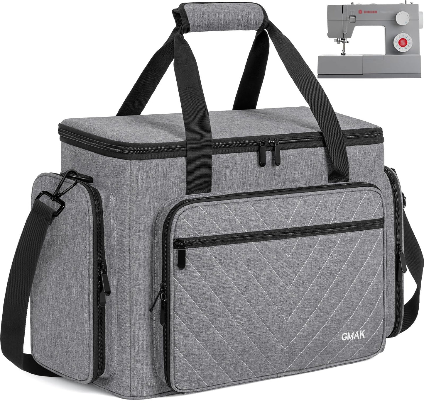 GMAK Sewing Machine Carrying Case, Sewing Machine Tote Bag with Removable Padding Pad, Universal Carrying Tote Storage Bags Stitching Case with Pockets for Most Standard Brother, Singer, Janome
