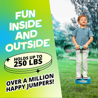 Flybar My First Foam Pogo Jumper for Kids Fun and Safe Pogo Stick for Toddlers, Durable Foam and Bungee Jumper for Ages 3 and up, Supports up to 250lbs (Blue LED)