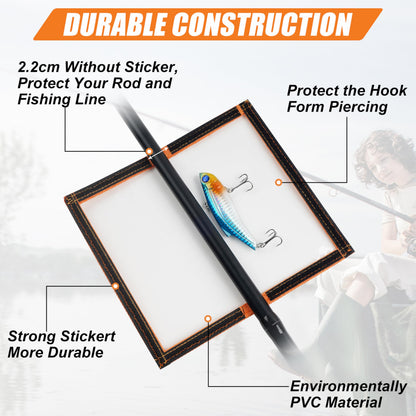 Fishing Lure Wraps for Fishing Rod with Velcro 4 Packs Bait Storage Covers Clear PVC Lure Protector Medium Large Sizes (M+L-ORANGE-4PCS)