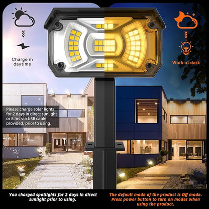 Solar Spot Lights Outdoor Landscape Lights, IP65 Outdoor Waterproof Spotlights, 40 LED's Outdoor Solar Lights for Yard Palm Trees Driveway Patio Pool 10 Pack