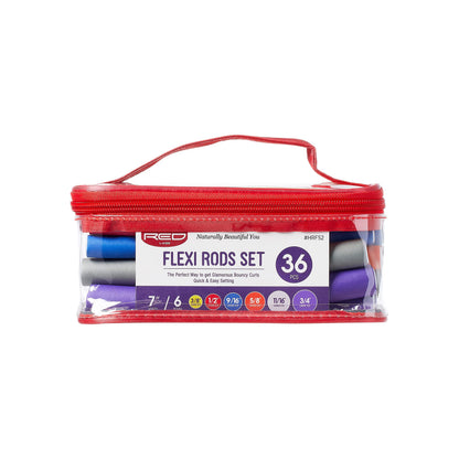 Red by Kiss 36PCS Flexi Rods, Flexible Curling Rods, Twist Foam Hair Rollers, No Heat Hair Curlers 7" Sets
