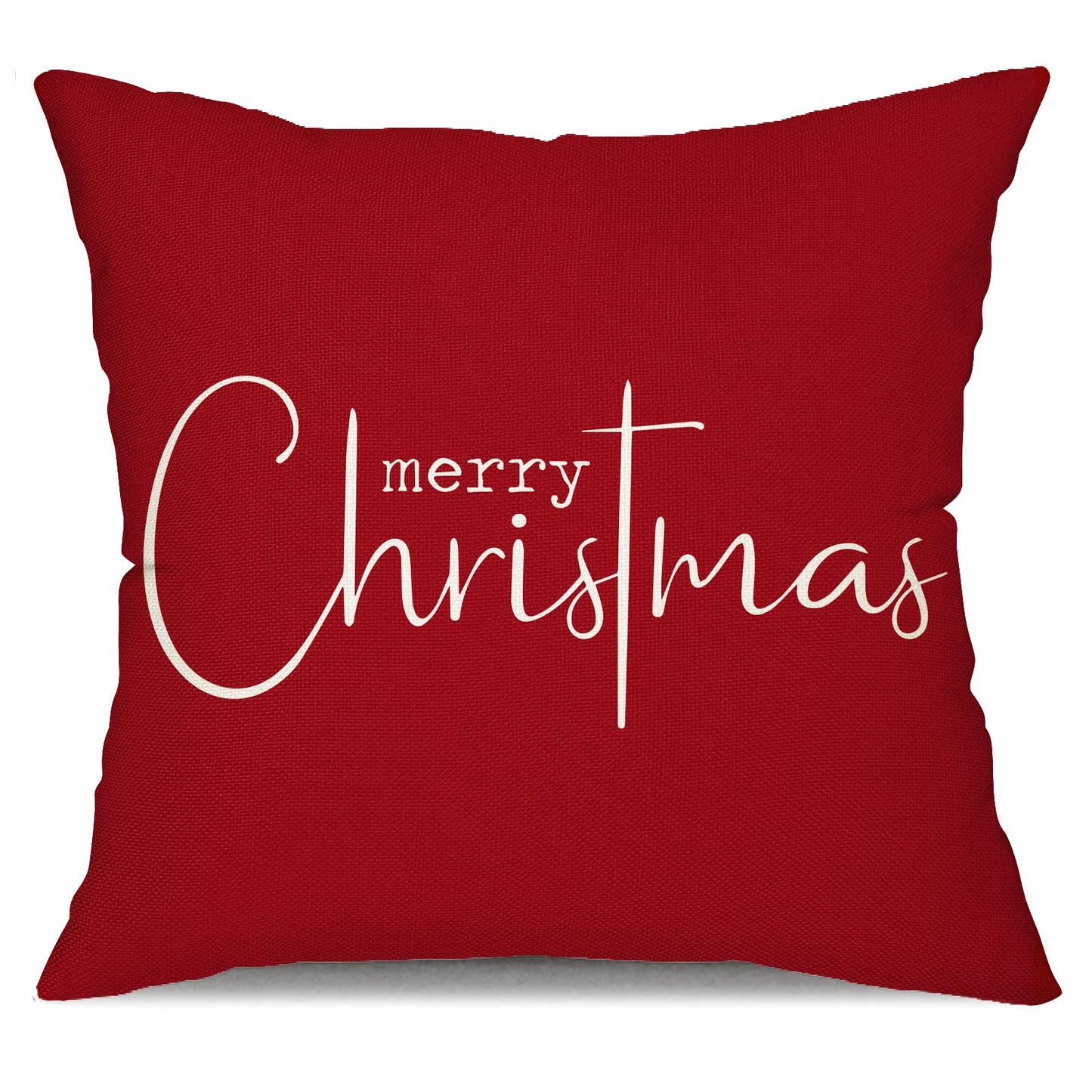 Allorry Christmas Pillow Covers Merry Christmas Throw Pillow Decorative Christmas Red Cotton Cloth Linen Cloth Pillow Cover Sofa Cover Decorative Rectangle Length 18X18 inches